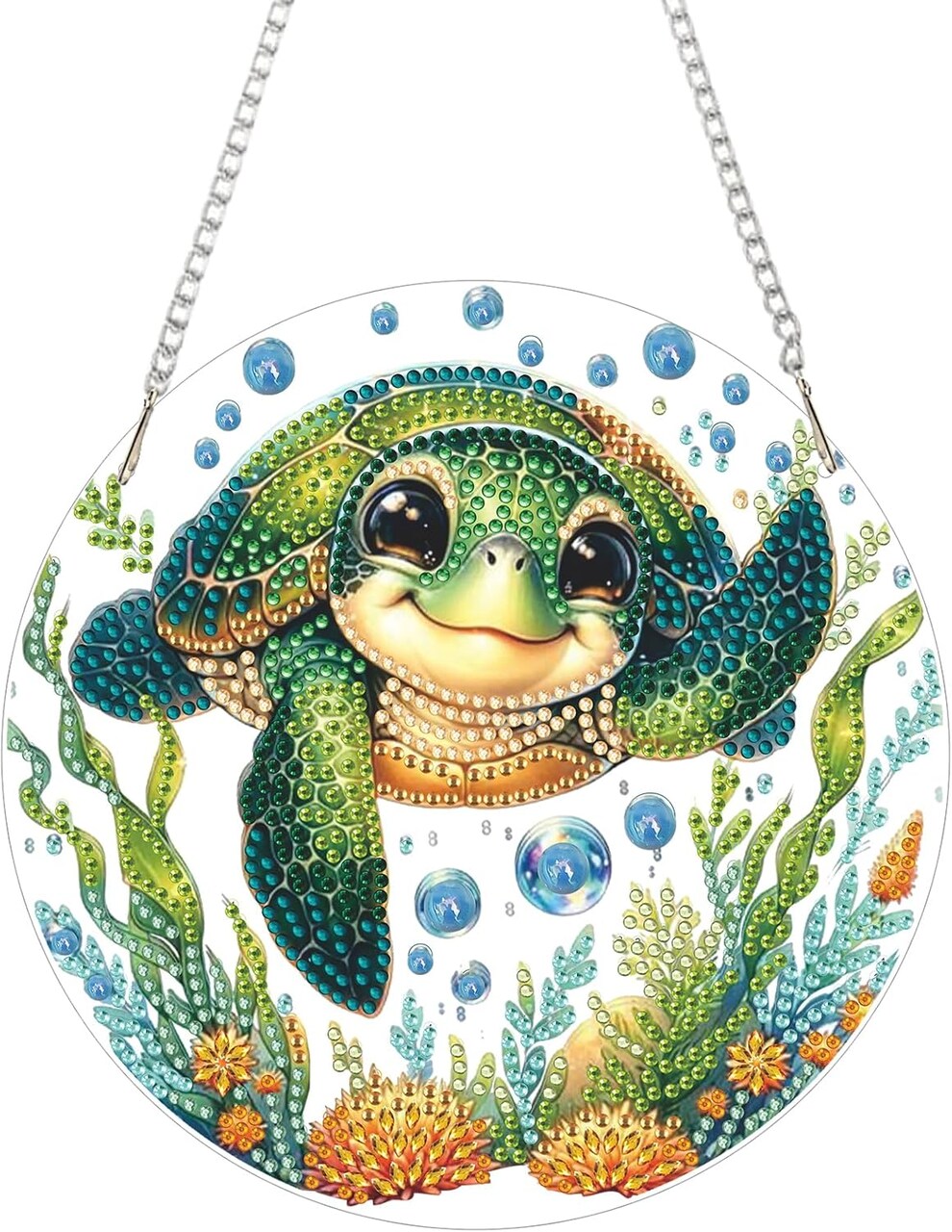 5D Diamond Art Hanging Kit – Turtle Shaped DIY Rhinestone Pendant for Home & Garden